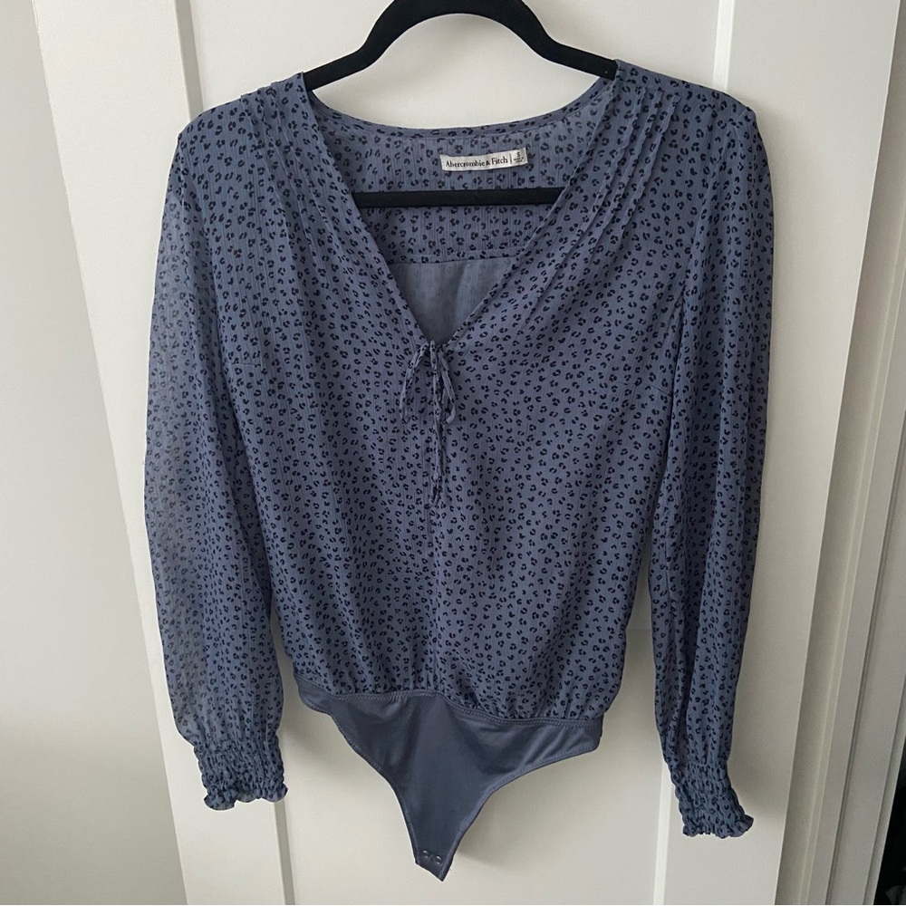 Abercrombie & Fitch Blue Leopard Print Bodysuit